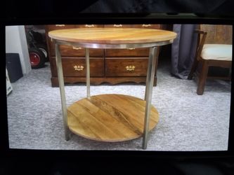 Crome and wood side table