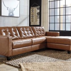 Baskove Auburn Leather RAF Sectional

