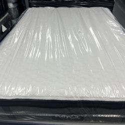 QUEEN SIZE PUFFY LUX PILLOW TOP MATTRESS & BOX SPRING BED SET