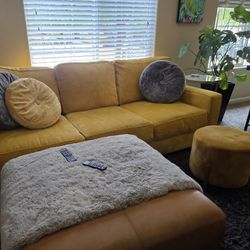 Yellow Sofa With Yellow Foot Rest 