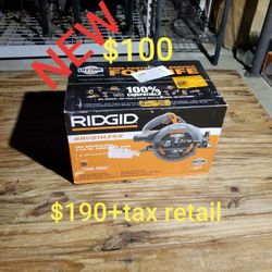 new ridgid 18v brushless circular saw $190+tax retail my price only $100 