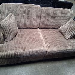 Comfy Light Brown Ribbed Sofa