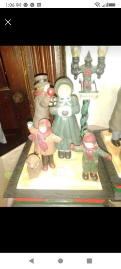 Vintage, Charles Dickens Family Carolers. Active,  Musical With Lights.  1 Left