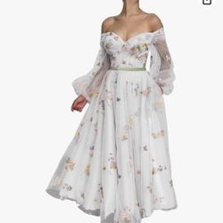 White Corset back Tulle Prom Dress Size 8 