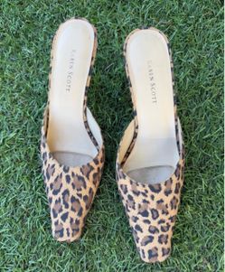 Karen Scott Leopard Print Mule Heels