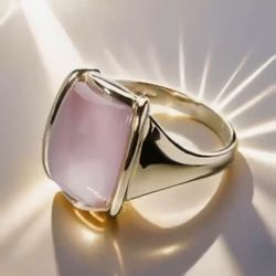 Light Pink CZ, Copper Ring.