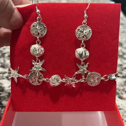 Sterling’s Silver Tropical Bracelet And Earrings 