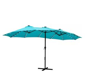 15 Ft Twin Double Patio Outdoor Umbrella - Blue