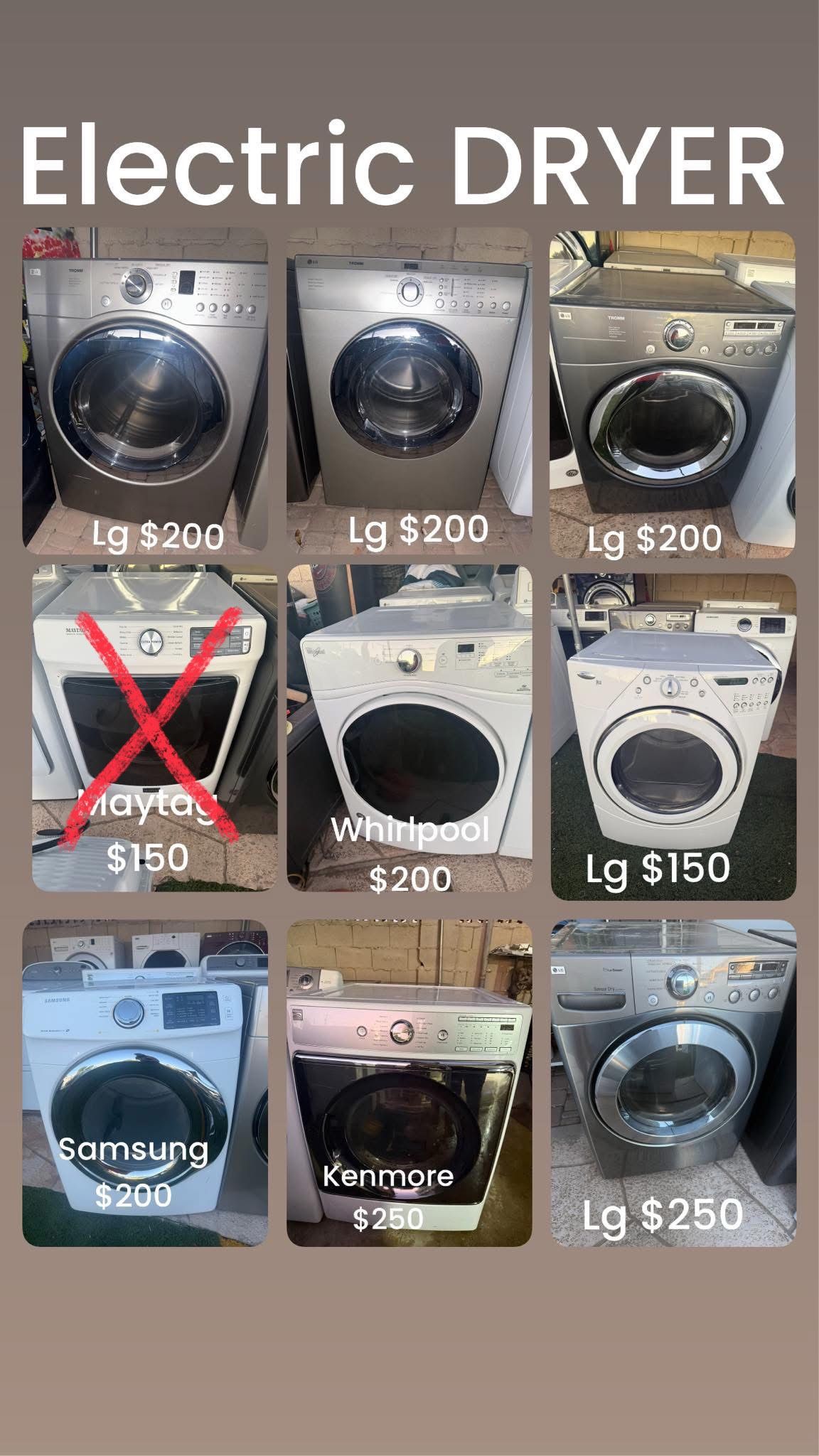 Electric Dryer Stackable Option ‼️ CLEAN & 45 DAYS WARRANTY‼️ Delivery FEE SAME DAY‼️