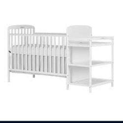 Dream On Me Anna 4-in-1 Convertible Crib and Changing Table Combo in White