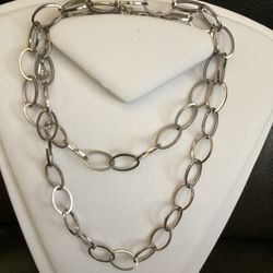 R J Graziano Silver Tone Large Link 36” Necklace