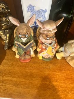 Grandpa and Grandma Bunny Rabbit Figurine Set