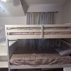 White Bunk Bed With Stairs