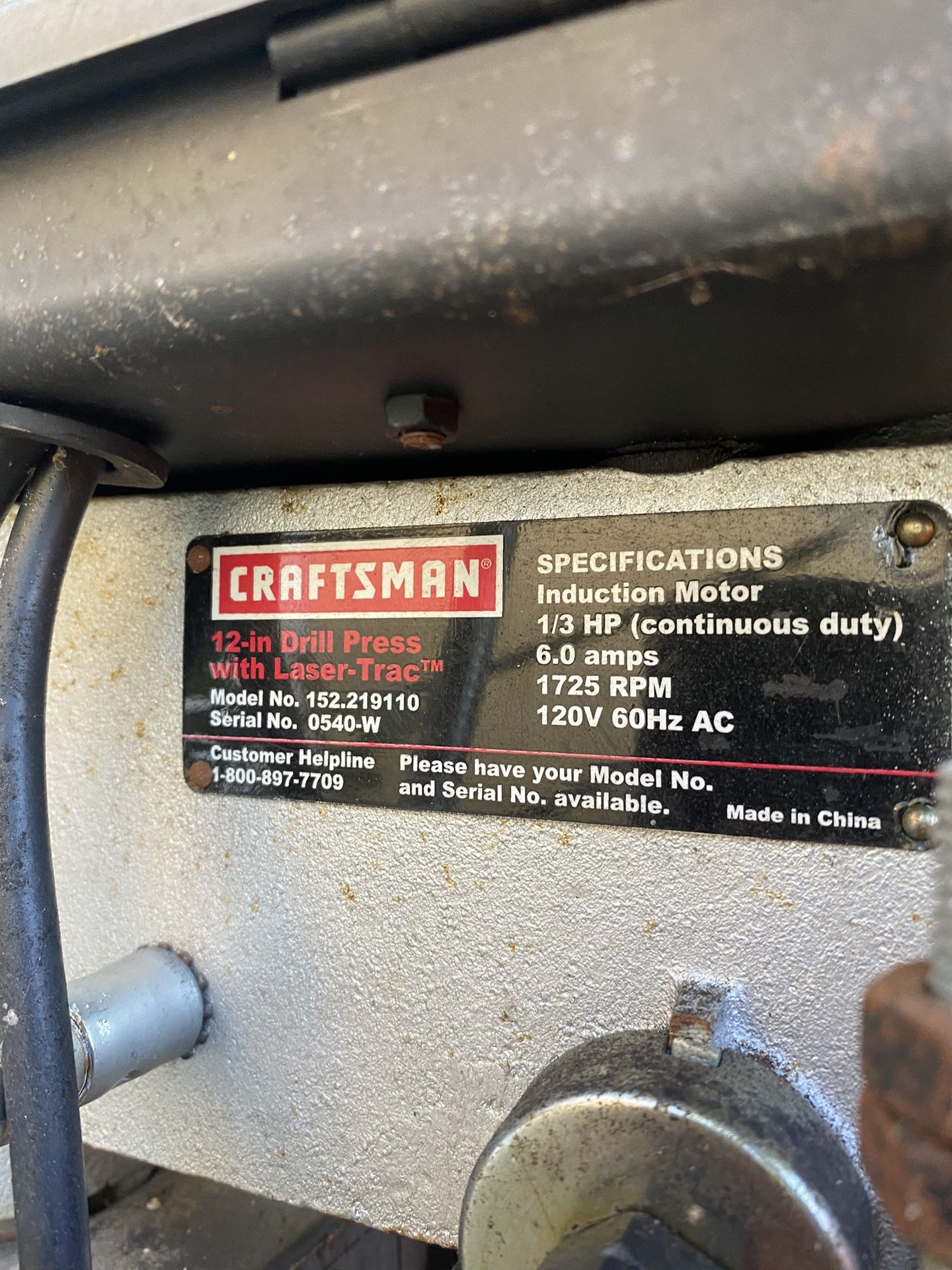 Drill Press 12in Craftman