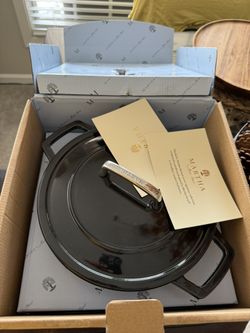 Martha Stewart 5qt Enameled Cast Iron Dutch Oven with Lid Obsidian: Oven-Safe,