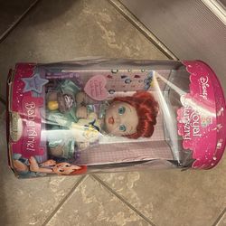 Disney Little Mermaid Princess Ariel Doll Baby Royal Decor Porcelain Flounder 8”