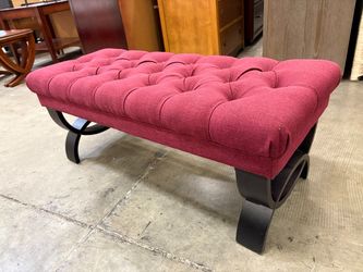 NOBLE HOUSE Deep Tufted Burgundy Bench with Black Half Moon Legs
