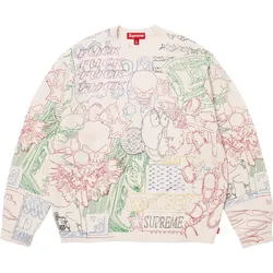 Supreme SS26 Collage Embroidered Sweater White Size L