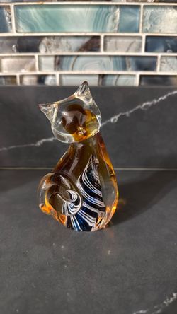 Art Glass Cat Figurine vintage murano style