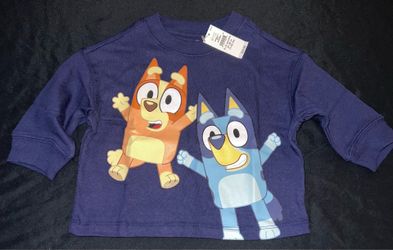 Bluey Graphic Navy Kids Long-Sleeve Shirt - Navy Blue