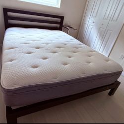 Queen bed frame & mattress
