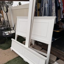 Queen Size White Wood Bed Frame