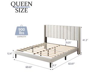 Gray Queen Platform bed with 12inch memory foam mattress