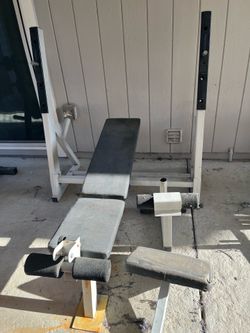 Olympic Weight bench, preacher, attachment, and a extension