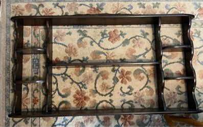 Vintage Antique Dark Wood Wall Shelf