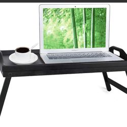 Bed Tray Table With Folding Legs Wooden Serving Breakfast In Bed Or Use As A,Platter Tray,TV Table Laptop Computer Tray Snack Tray Large Size Black-La