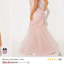 Fashion Nova Dress Delaney Tulle Gown - Pink