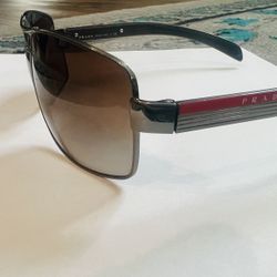 Authentic PRADA Sunglasses SPS 54I 1BO-1A1 65-14 Black Frames Grey Lenses