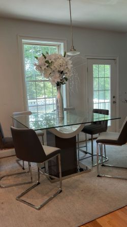 Glass dining kitchen table 6 chairs