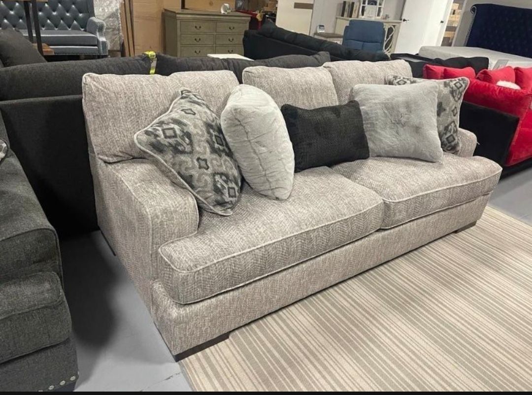 Mercado - Pewter - Sofa & Loveseat / 2pc Set〽️Same Day Delivery-Cash Or Financing