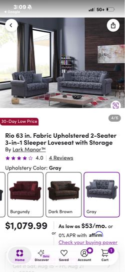 Rio Grande Sofabed - Gray 2 loveseat 1 sofa bed