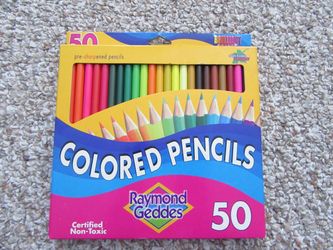 NEW 50-Color Raymond Geddes Colored Pencils, Basic Supplies, 50 Pieces