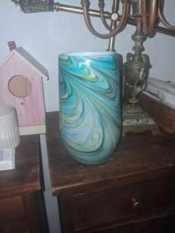 Art Glass Vase with Swirl Pattern