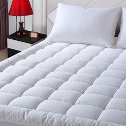 EASELAND Full Size Mattress Pad Pillow Top Mattress Cover Quilted Fitted, White