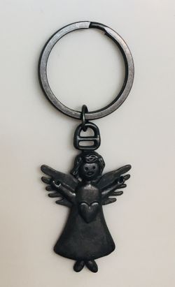 GUARDIAN ANGEL HEART STEEL KEY RING