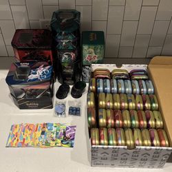 Pokemon TCG BULK EMPTY Tin & Accessories Lot (118 Items)