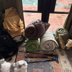 Camping gear hiking packs sleeping bags