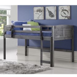 Kids Low Loft Bed, Twin Size, Antique Grey (Gently Used)