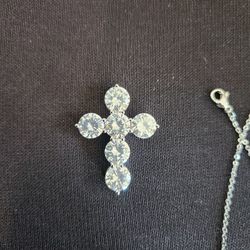 12ct CZ  CROSS 925SS Dainty Chain W/extender
