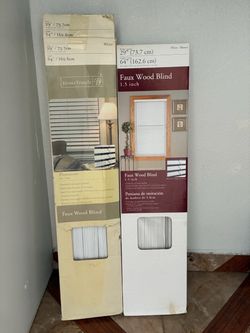 White Faux Wood Blinds 29" x 64" – Set of 2