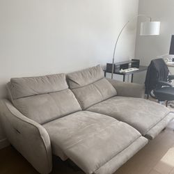 Extendable Motor Sofa Couch In Suede Grey