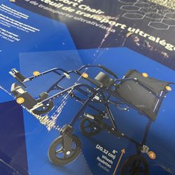 Medline Ultra Light Weight Transport Wheelchair Brand New In Box Adjustable Leg Rest Wheel Chair 