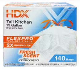 Trash Bag 13 Gallon Reinforced Top Fresh Scent Tall Kitchen