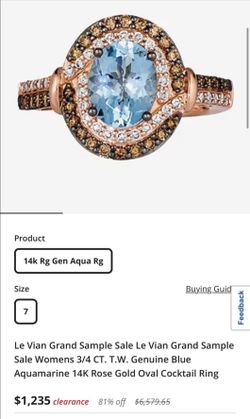 14k Rg Gen Aqua Ring