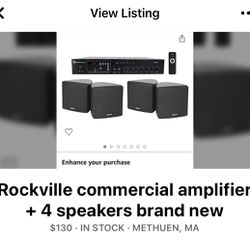 Rockville Surround Sound W/ commercial amplifier + 4 speakers brand new