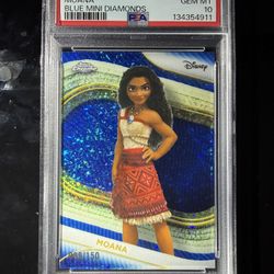 2025 Disney Topps Chrome Moana Mini Blue Diamonds /150 PSA 10 POP 1!